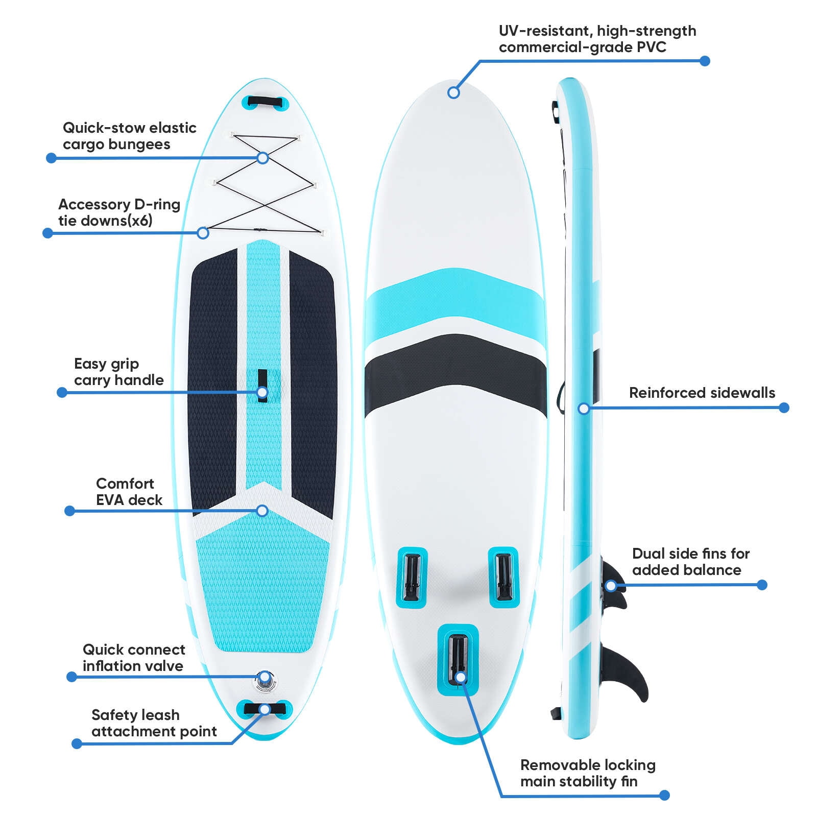 Gianna Inflatable Stand Up Paddle Board with Premium SUP Paddleboard Accessories,2-in-1 Paddle for Adults,Blue