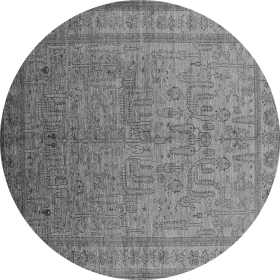 Ahgly Company Indoor Round Oriental Gray Industrial Area Rugs, 3' Round