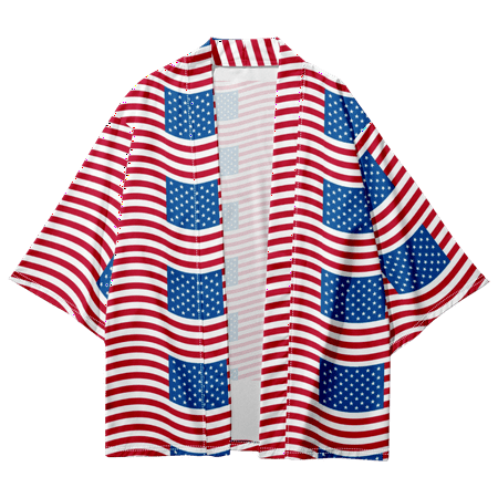 

Independence Day Kimono Robe Cloak Personality Classics Art Beach Cover Shirts for Boys Girls for Gift to Son