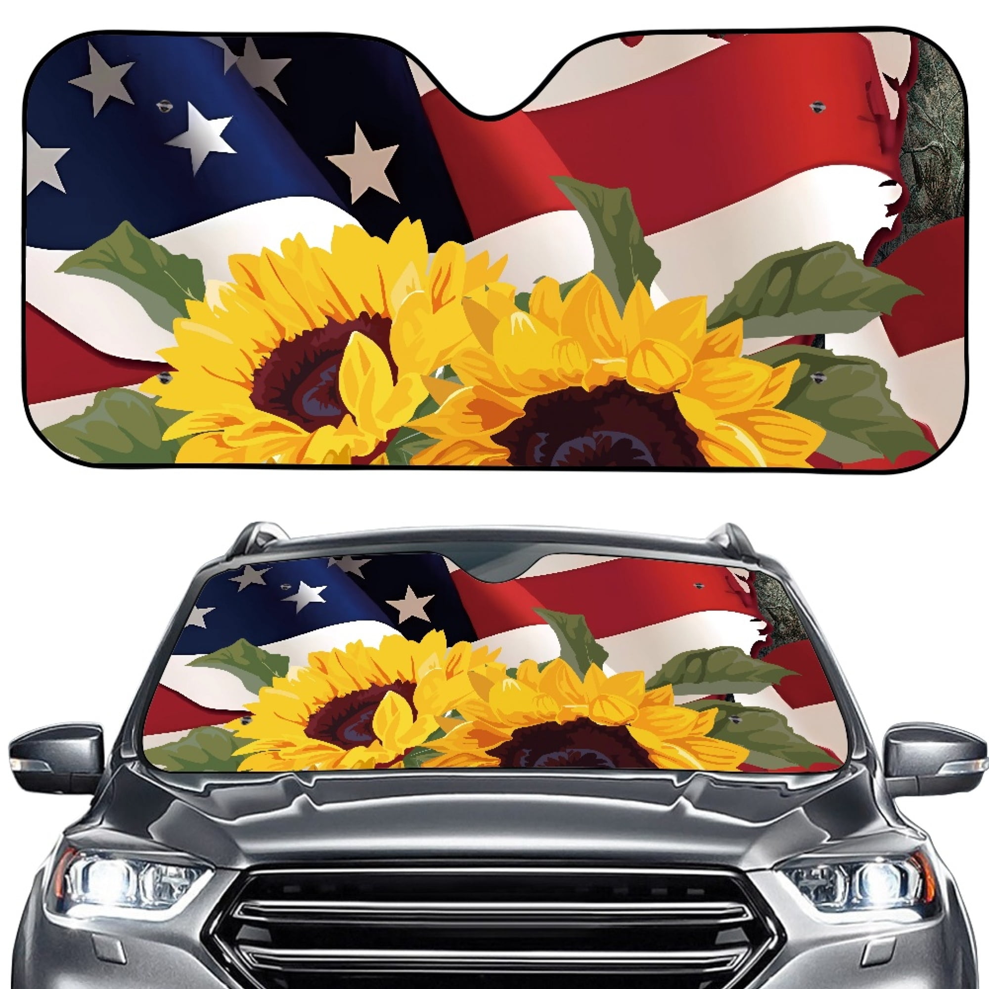 Bivenant Store American Flag Windshield Sun Shade,HighResolution Car