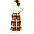 thumbnail image 3 of Women's Plaid Pajama Pants, Elastic Waist Straight Leg Lounge Sweatpants, Warm Cozy Winter Sleepwear Trousers with Pocket Wine XL, 3 of 3
