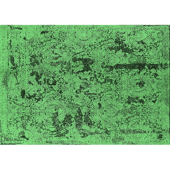 Ahgly Company Indoor Rectangle Oriental Emerald Green Industrial Area Rugs, 2' x 4'