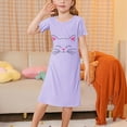 thumbnail image 2 of Einccm Girls Nightgowns Princess Pajamas Cute Cat Print Nightdress Soft A-Line Sleepwear Short Sleeve Nightie Loungewear for Kids Toddlers and Big Girls 3-12 Years, 2 of 4