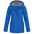 thumbnail image 1 of Kcodviy Womens Rain Jacket with Cute Coats Hood Lightweight Long Sleeve Rain Coat Plus Size Windbreaker Zip Up Drawstring Womens Windbreaker Jacket Raincoat with Pockets, 1 of 5