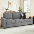 thumbnail image 2 of Lunale 83" Velvet Sofa with Cup Holders, Modern 3-Seater Couch for Living Room, Apt., Gray, 2 of 11