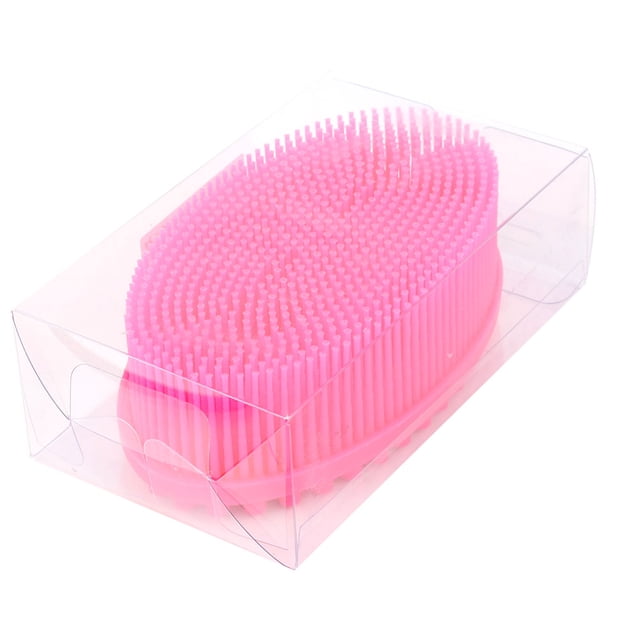 Cepillo sensorial de silicona para bebé, cepillo de entrenamiento de tacto para baño de masaje, peine para lavadora de cabello (rojo rosa)