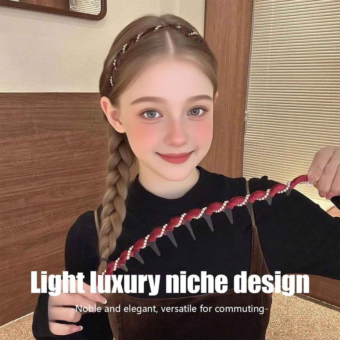 2026 New Retro High Skull Pearl Headband, Voluminous Comb Headband With Teeth for Women, Vintage High Cranium Artificial Pearl Hairband, Anti-Slip Wavy Zigzag Headbands (2PC-D)