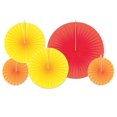 thumbnail image 2 of Beistle Club Pack of 60 Yellow and Orange Paper Fan Hanging Decorations 16", 2 of 2