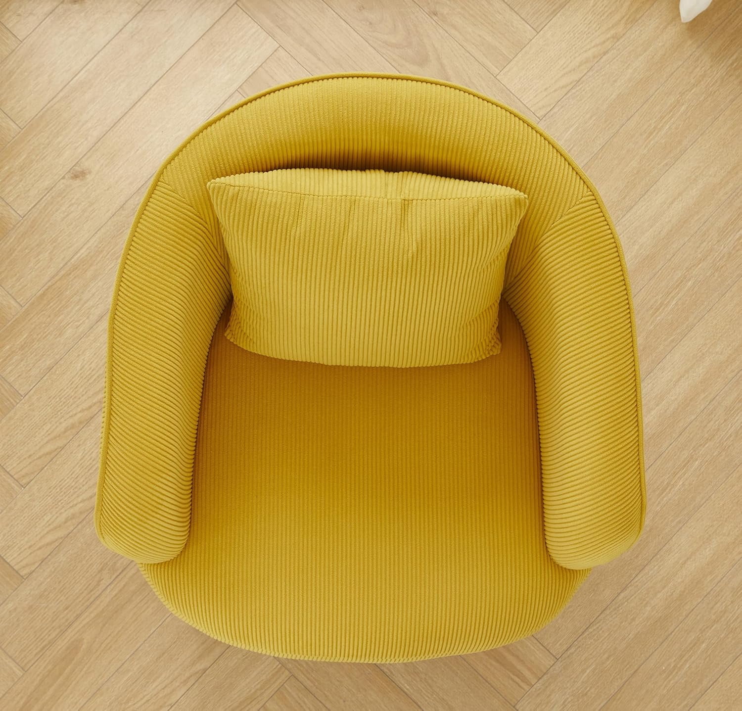 US Pride Furniture Modern Channel Corduroy Velvet Accent Chair with Black Metal Legs Luxurious Design and Comfortable Seating Ideal for Living Room Bedroom or Office Yellow