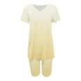 thumbnail image 4 of ZyeKqe Women's Summer 2 Piece Outfits Lounge Sets Short Sleeve V Neck Loose T Shirts Biker Shorts Tracksuit Set 2024, 4 of 4