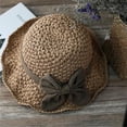 thumbnail image 4 of GILIGEGE Elegant Woven Straw Sun Hat with Bow，Breathable Sun Hat,Uv Protection Ruffle Straw Hat,Vintage Beach Hats with Bowknot, Straw Hats for Women Wide Brim Packable Travel Bucket Hats Beige, 4 of 9
