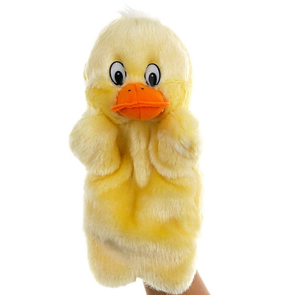 BRIGHTFUFU Lindo pato de juguete de felpa, marioneta de mano, accesorio para contar historias, accesorio de juego de roles, favor de fiesta para niñas pequeñas
