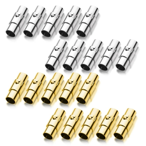 MOAMUN 20PCS Cord End Caps Clasps for Jewelry Making, Magnetic Clasps for with Locking Leather Rope Necklace/Bracelet Buckle (3mm Gold Silver)