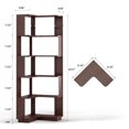 thumbnail image 4 of 64.5" Tall Corner Bookshelf, 6 Tiers Large Etagere Bookcases with Baffles, L-Shaped Storage Display Rack Shelf Stand for Home Office, Dark Red, 4 of 7