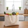 thumbnail image 3 of 3Pcs Heavy Duty Canvas Tote Bags, Large Capacity Reusable Shopping Bags, Machine Washable for Grocery, Camping and Outdoor Activities, 3 of 7