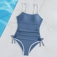 thumbnail image 5 of Bosanter Girls One Piece Swimsuits Solid Color Side Bow Swimwear Comfortable Stylish Beach Swimwear Bathing Suit for Beach, Gray 13-14Y, 5 of 9