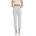 thumbnail image 5 of FRSASU Pants for Women Fashion Casual Work Pants Solid Elastic High Waisted Comfortable Fitness Yoga Cropped Pants White, 5 of 9