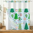 thumbnail image 2 of Mizhona Christmas Tree No Hooks Shower Curtains with Snap in Liner Green Trees on White and Blue Striped Hookless Fabric Bathroom Curtain，71"× 83", 2 of 4