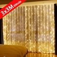 thumbnail image 2 of 6x3M LED Curtain Icicle String Lights Christmas Fairy Lights garland Outdoor Home For Wedding/Party/Garden Decoration 3M, 2 of 4