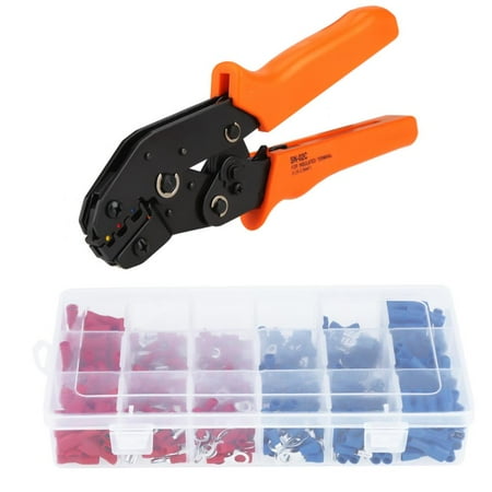 Connector Crimping Tool - Tbest 1 pcs Cable Wire Ratchet Crimper Plier Crimping Tool + 450 pcs Electrical Terminal Connectors , Wire Crimper Tools Kit , Ratchet Crimper Plier
