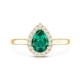 thumbnail image 4 of Rosec Jewels Lab Grown Emerald Teardrop Engagement Ring with Halo - Pear Shape Emerald Diamond Ring - AAAA Quality Certified, 10K Yellow Gold, US 7.50, 4 of 8
