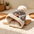 thumbnail image 5 of Wilark Toddler Christmas Hat with Pom Pom Winter Cute Knitted Warm Kids Festival Hat Gray 1-4 T, 5 of 7