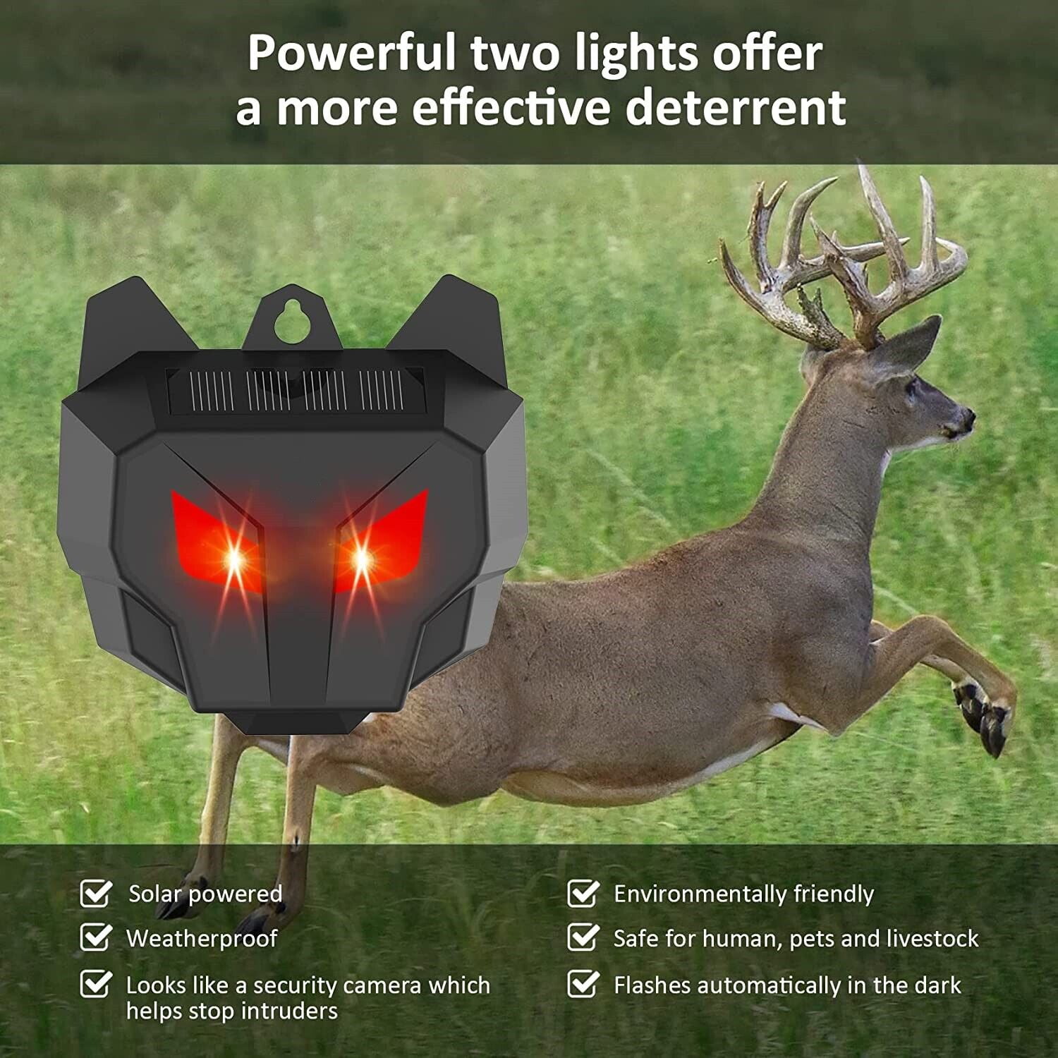 KingFurt 4 X Solar Powered Nocturnal Wild Animal Repeller Bionic Eyes Predator For Yard 1