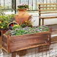 thumbnail image 6 of 35.4x11.8x13.3" Carbonized Pine Wood Raised Garden Bed Planting Box  Outdoor Backyard Vegetable Planter, 6 of 13