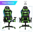 thumbnail image 2 of Gymax Chaise de Gaming Pivotante Réglable pour Ordinateur avec Lumières LED et Télécommande Verte, 2 of 10