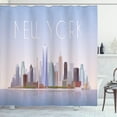 thumbnail image 1 of NYC Shower Curtain, Modernistic Urban Illustration of New York Cityscape Skyline Pastel Tones Print, Fabric Bathroom Set with Hooks, 69W X 70L Inches, Multicolor, by Ambesonne, 1 of 3