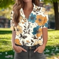 thumbnail image 2 of Tnhcen Women's Casual Loose Fit Short Sleeve Button Up Shirt with Random Color Block Print, Retro Boho Style Collared Top in Sizes S-2XL, 2 of 7