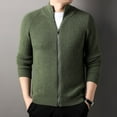 thumbnail image 4 of YLSDY Men's Mock Neck Cardigan Sweater Full Zip up Sweaters Slim Fit Knitted Cardigans Sweaters Fall Winter Warm Clothing Army Green XXXL, 4 of 9