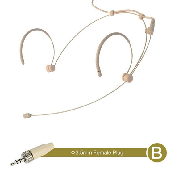 Micro-casque Beige à Double Crochet d'Oreille, Microphone Porté sur la Tête, 3,5 mm, 3 Broches, 4 Broches, Prise Xlr