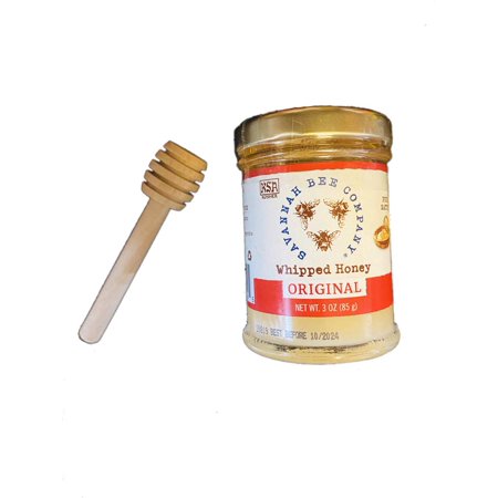 Savannah Bee Company Original Whipped Honey 3 Oz! Original Flavored Honey Plus Honey Dipper! Creamy, Smooth, Spreadable, And Absolutely Delicious! Choose Your Flavor! (Original)