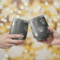thumbnail image 2 of 12oz Stemless Wine Tumblers Grey Dog Paw Footprint Vacuum Insulated Stainless Steel Travel Tumbler Cups Mug with Lid and Straw for Champaign,Cocktail,Beer with Cleaning Brush, 2 of 5