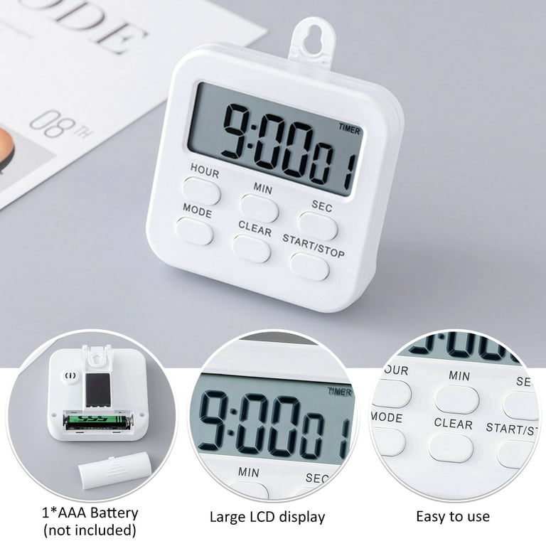 NKTIER 3 in 1 Digital Kitchen Timer,Magnetic Countdown Large LCD Display Digital  Timer 24-Hours Retractable Stand Time Management Tool 