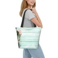 thumbnail image 2 of Salouo Flowers And Turquoise Wooden for Shoppers Tote for Women Foldable Handbags with Big Capacity Casual One-Shoulder Shopping Bag Hobo Bags Fit for Office/Shopping/Park, 2 of 6