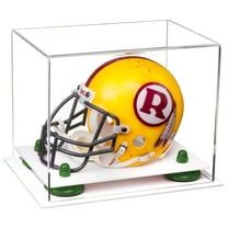 Clear Acrylic Mini - Miniature Football Helmet (not Full Size) Display Case with Green Risers and White Base (A003-GRR)