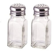 Great Credentials Salt and Pepper Shakers with Stainless Tops Set of 2 (Square Shakers)
