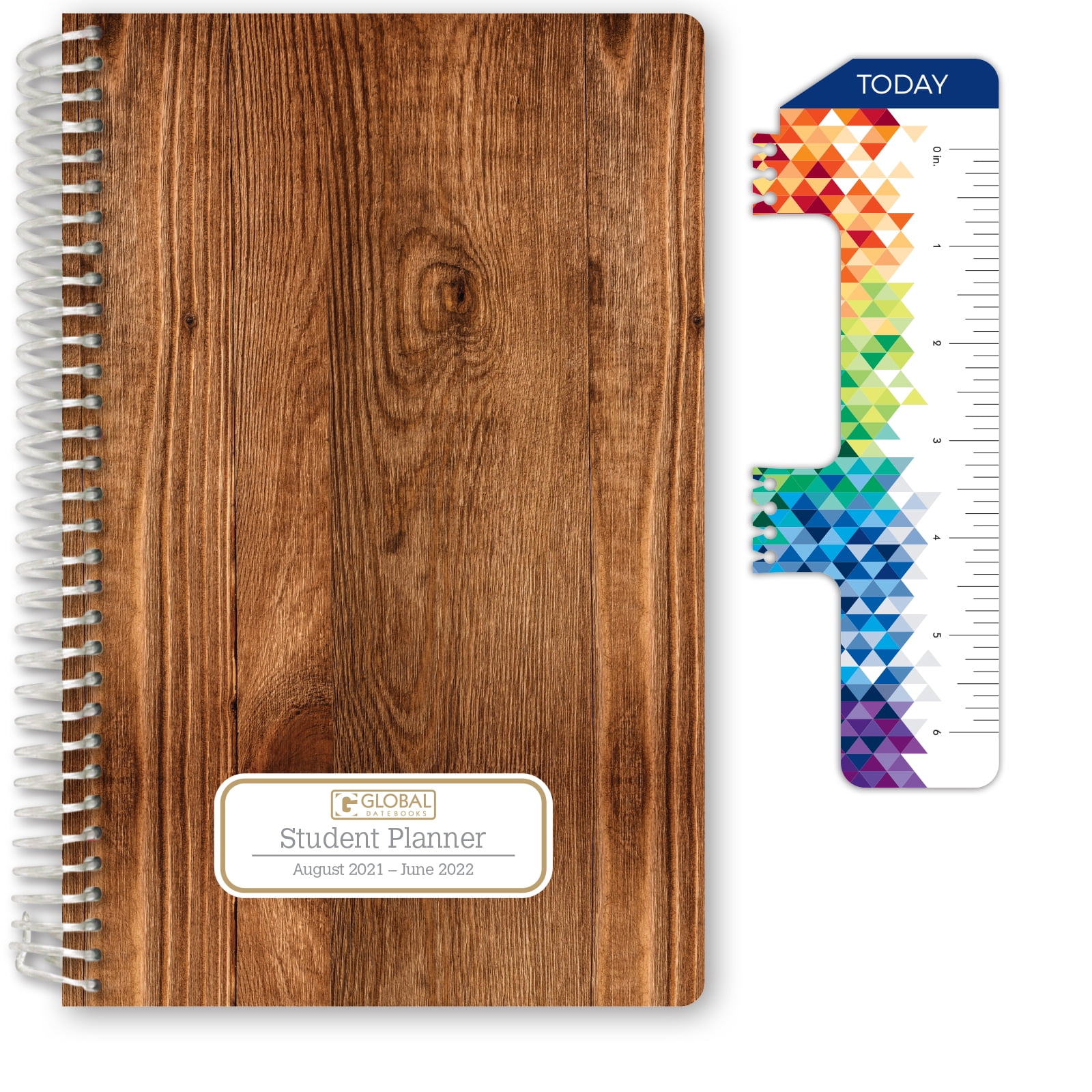 Photo 1 of HARDCOVER 2021-2022 Middle School or High School Student Planner - Matrix Style - Woodgrain Cover