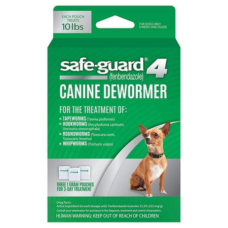 Safe-Guard 4 Canine Dewormer (Fenbendazole) for Dogs, Three 1-Gram Pouches (10 (Best Worm Medicine For Cats)