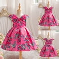 thumbnail image 4 of Black*Friday Deals Clothes under $5 GaThRRgYP Graduation Dresses for Women 2025,Children Flower Printing Princess Dress Sleeveless Girl Straight Shoulder Bowknot Gown Dress, 4 of 9
