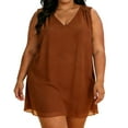 thumbnail image 3 of Dresses for Women Summer Plus Size Sleeveless V-Neck Chiffon Tank Dress Summer Solid Color Casual Loose Holiday Beach Leisure Short Dresses, 3 of 8