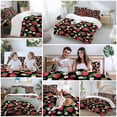 thumbnail image 5 of Cal King 4 Piece Bedding Set Red Strawberry Litter Flower Leaves on Black Soft Breathable Duvet Cover and Pillowcase,Summer Fruit Duvet Cover Set Washable Bed Sheets for Bedroom Dormitory Guest Room, 5 of 9