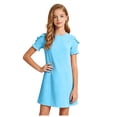 thumbnail image 1 of vigerkar Robes d'Été pour Filles T-Shirt Décontracté Col Ras du Cou Manches Pétales Robe de Vacances (Bleu Ciel, 7-8 Ans), 1 of 8