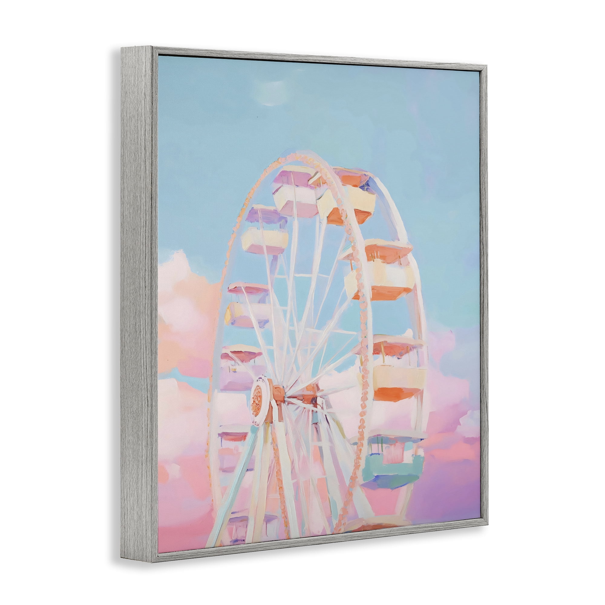 Stupell Industries Ferris Wheel & Cotton Candy Sky Gray Framed Giclee Art, design by The Prints Vibe