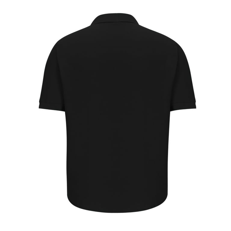 Ersazi Huk Fishing Shirts for Men Black Dress Shirts for Men Men Casual Solid Slim-Fit Turn-Down Collar Button Short Sleeve Business Shirt Beach