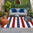 thumbnail image 2 of Nautical Anchor Outdoor Rug for Patio/Deck/Porch, Non-Slip Large Area Rug 3 x 5 Ft, Red Navy Blue White Stripe Geometric Indoor Outdoor Rugs Washable Area Rugs, Reversible Camping Rug Carpet Runner, 2 of 8