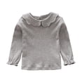 thumbnail image 3 of ZHANGDER Girls Long Sleeve Top with Scalloped Peter Pan Collar Ruffled Cuffs Preppy, Gray 1-2 Years, 3 of 6