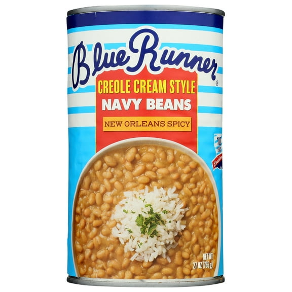 Pack of 12, Blue Runner New Orleans Spicy Creole Cream Style Navy Beans, 27 oz